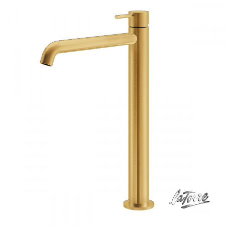 Μπαταρία Νιπτήρα Υψηλή με Βαλβίδα Clic-Clac Elle316 La Torre  Inox PVD Brushed Gold