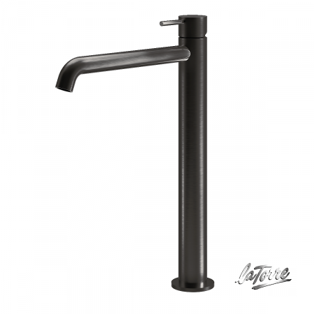 Μπαταρία Νιπτήρα Υψηλή με Βαλβίδα Clic-Clac Elle316 La Torre  PVD Black Brushed