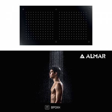 Κεφαλή Ντουζ Εντοιχισμού Οροφής 70x38 Almar Black Matt