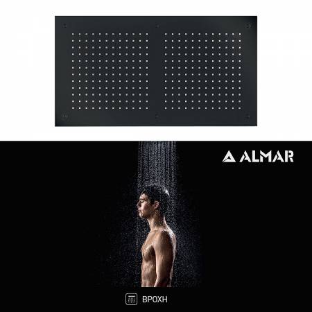 Κεφαλή Ντουζ Εντοιχισμού Οροφής 70x38 Almar PVD Black Brushed