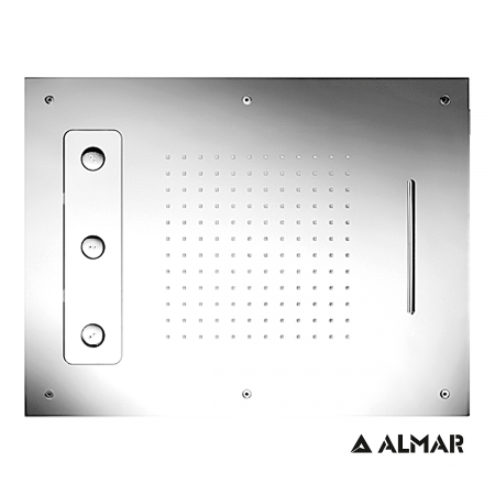 Κεφαλή Ντουζ Εντοιχισμού Οροφής 63x48, Almar Inox Chrome