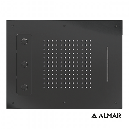 Κεφαλή Ντουζ Εντοιχισμού Οροφής 63x48, Almar PVD Black Brushed