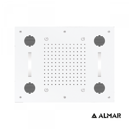 Κεφαλή Ντουζ Εντοιχισμού Οροφής 63x48 με Σύνδεση Bluetooth και Χρωματοθεραπεία, Almar White Matt