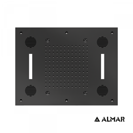 Κεφαλή Ντουζ Εντοιχισμού Οροφής 63x48 με Σύνδεση Bluetooth και Χρωματοθεραπεία, Almar PVD Black Brushed