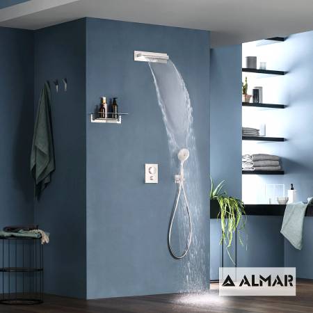 Καταρράκτης Ντουζ XL 34,6x8 Almar Brushed Inox