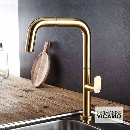 Μπαταρία Νεροχύτη Κουζίνας Eva Vicario Brushed Gold