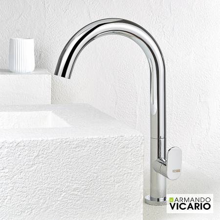 Μπαταρία Νιπτήρα Υψηλή με Βαλβίδα Clic-Clac Slim Vicario Chrome