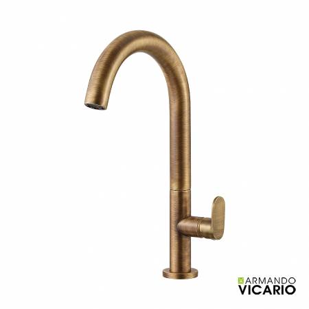 Μπαταρία Νιπτήρα Υψηλή με Βαλβίδα Clic-Clac Slim Vicario Antique Brass