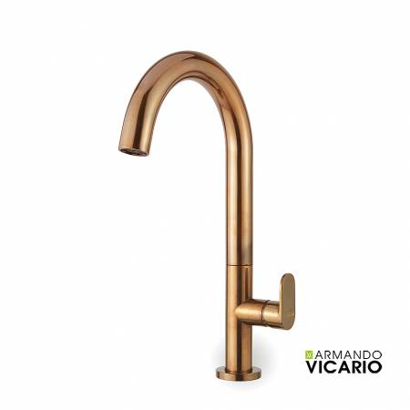 Μπαταρία Νιπτήρα Υψηλή με Βαλβίδα Clic-Clac Slim Vicario natural Brass