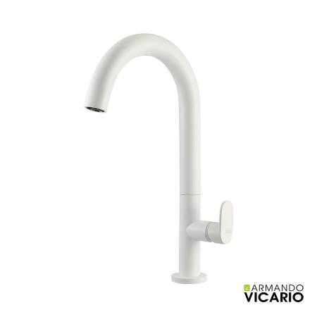 Μπαταρία Νιπτήρα Υψηλή με Βαλβίδα Clic-Clac Slim Vicario White Matt