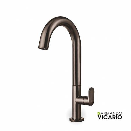 Μπαταρία Νιπτήρα Υψηλή με Βαλβίδα Clic-Clac Slim Vicario Black Brushed