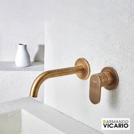 Μπαταρία Νιπτήρα Τοίχου Slim Vicario Antique Brass