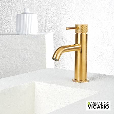 Μπαταρία Νιπτήρα με Βαλβίδα Clic-Clac Industrial Vicario Brushed Gold