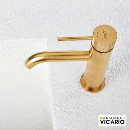 Μπαταρία Νιπτήρα με Βαλβίδα Clic-Clac Industrial Vicario Brushed Gold