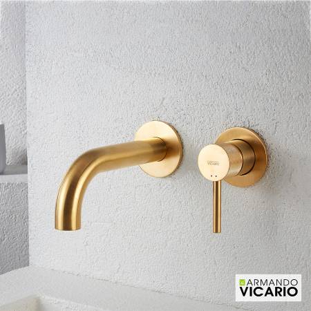 Μπαταρία Νιπτήρα Τοίχου industrial Vicario Brushed Gold