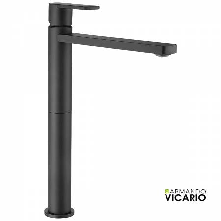 Μπαταρία Νιπτήρα Υψηλή με Βαλβίδα Clic-Clac Glam Vicario Black Matt