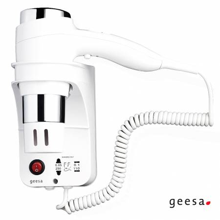 Σεσουάρ 3 ταχυτήτων 1600w με πριζα ξυρ.μηχ. Geesa Chrome/White