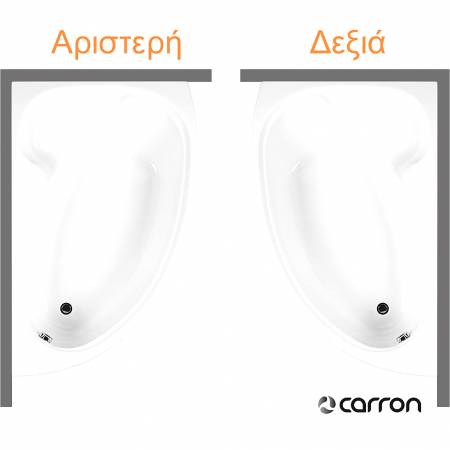 Μπανιέρα Ακρυλική Caronite DOVE 1550x950 Left, Carron Bath White