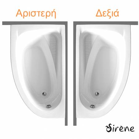 Μπανιέρα Ακρυλική MARINA 160x90 Right, Sirene White