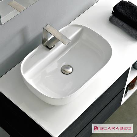 Νιπτήρας Πορσελάνης Glam56/R 56x38 (1 οπή) Scarabeo White