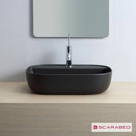 Νιπτήρας Πορσελάνης Glam56/R 56x38 (1 οπή) Scarabeo Ardesia (Black Matt)