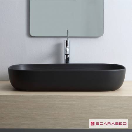 Νιπτήρας Πορσελάνης Glam 76x39 Scarabeo Ardesia (Black Matt)