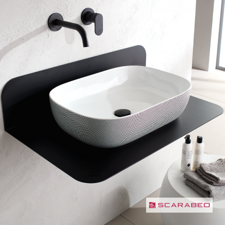 Νιπτήρας Πορσελάνης Glam 56x39 Scarabeo Pois Black