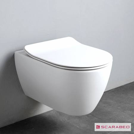 Λεκάνη Κρεμαστή MOON/50,5 Clean-Flush με κάλυμμα Slim Soft Close, Scarabeo Pearl (White Matt)