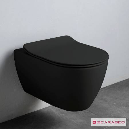 Λεκάνη Κρεμαστή MOON/50,5 Clean-Flush με κάλυμμα Slim Soft Close, Scarabeo (Black Matt)