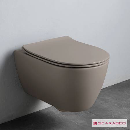 Λεκάνη Κρεμαστή MOON/50,5 Clean-Flush με κάλυμμα Slim Soft Close, Scarabeo Sand