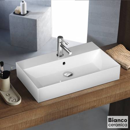 Νιπτήρας Πορσελάνης Tetra n 70x42 (1 οπή) Bianco Ceramica White