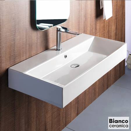 Νιπτήρας Πορσελάνης Tetra n 90x42 (1 οπή) Bianco Ceramica White