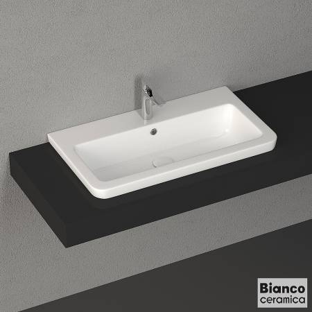 Νιπτήρας Πορσελάνης Urban 80x35 (1 οπή) Bianco Ceramica White