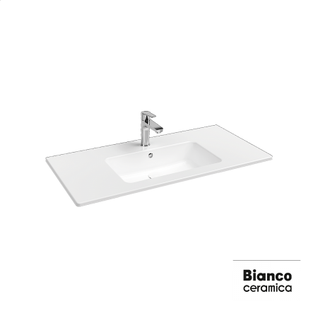 Νιπτήρας Πορσελάνης Flat 101,5x46,5 (1 οπή) Bianco Ceramica White