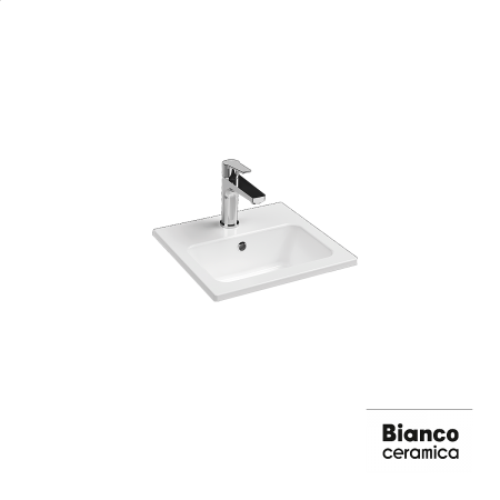 Νιπτήρας Πορσελάνης 40x36 (1 οπή) Bianco Ceramica White