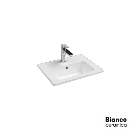 Νιπτήρας Πορσελάνης 50x36 (1 οπή) Bianco Ceramica White