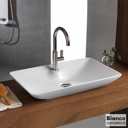 Νιπτήρας Πορσελάνης rio 64,4x39,5 (1 οπή) Bianco Ceramica White