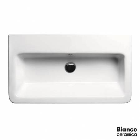 Νιπτήρας Πορσελάνης City 80x45 (1 οπή) Bianco Ceramica White