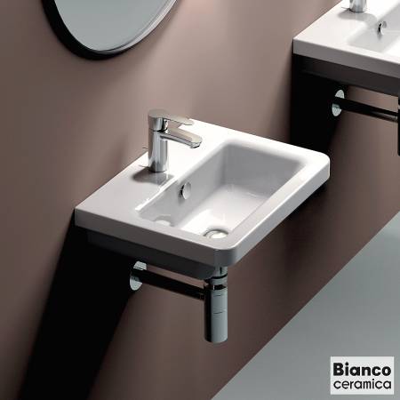 Νιπτήρας Πορσελάνης City 60x45 (1 οπή) Bianco Ceramica White