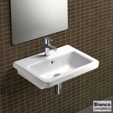 Νιπτήρας Πορσελάνης City 60x45 (1 οπή) Bianco Ceramica White