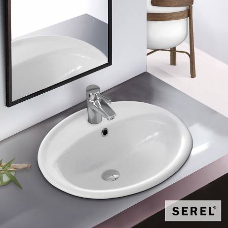 Νιπτήρας Πορσελάνης 58x49 (1 οπή) SEREL White