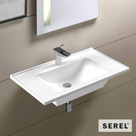 Νιπτήρας Πορσελάνης Slim 80x46 (1 οπή) SEREL White