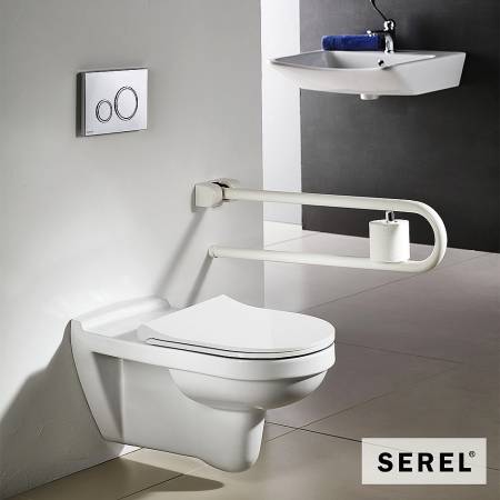 Λεκάνη Κεμαστή ΑΜΕΑ SENIOR με κάλυμμα Slim Soft Close 9001SC, Serel White