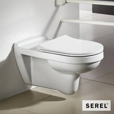 Λεκάνη Κεμαστή ΑΜΕΑ SENIOR με κάλυμμα Slim Soft Close 9001SC, Serel White