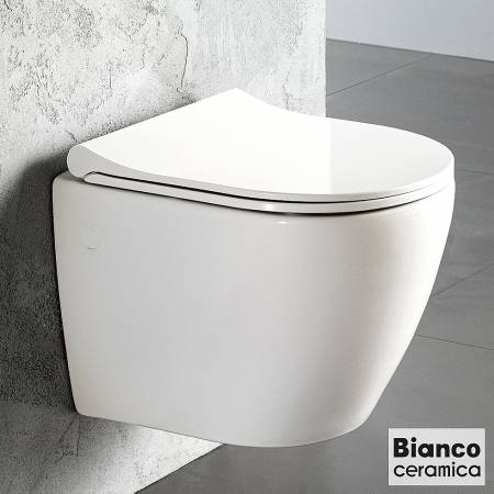 Λεκάνη Κρεμαστή VITO/48 με Απλό κάλυμμα 9250, Bianco Ceramica White