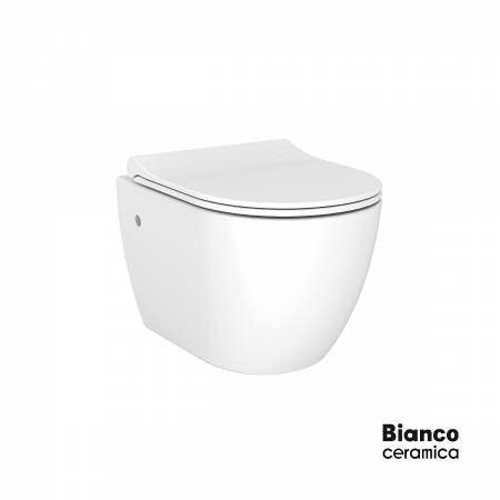 Λεκάνη Κρεμαστή VITO/48 με κάλυμμα Slim Soft Close 9250SC, Bianco Ceramica White